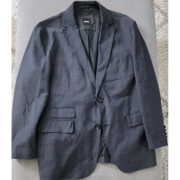 Hugo Boss Men's Coastu Grey 2 Button Wool Stretch Blazer Size 40 Regular‎